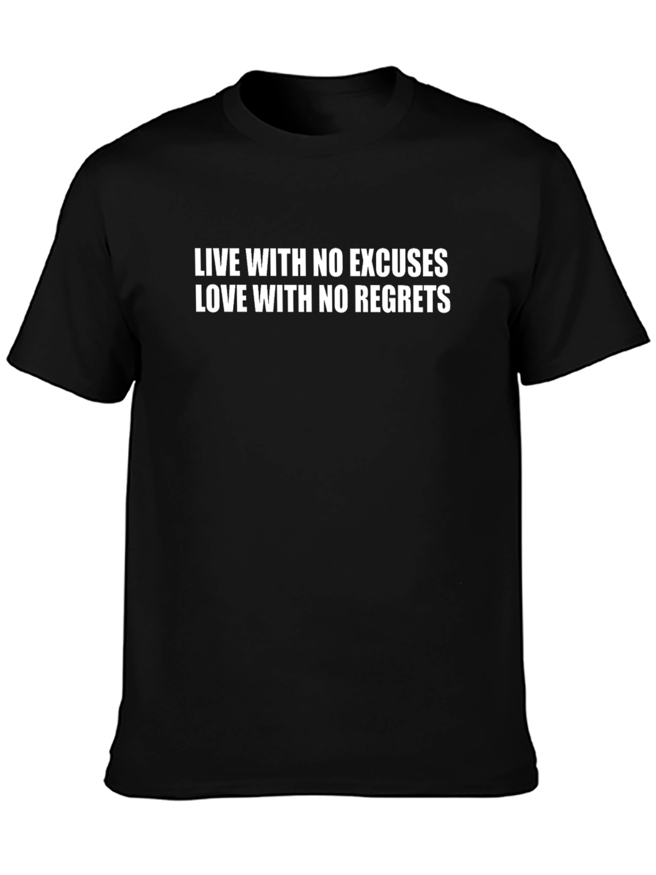 Inspirational Black T-Shirt - No Excuses No Regrets
