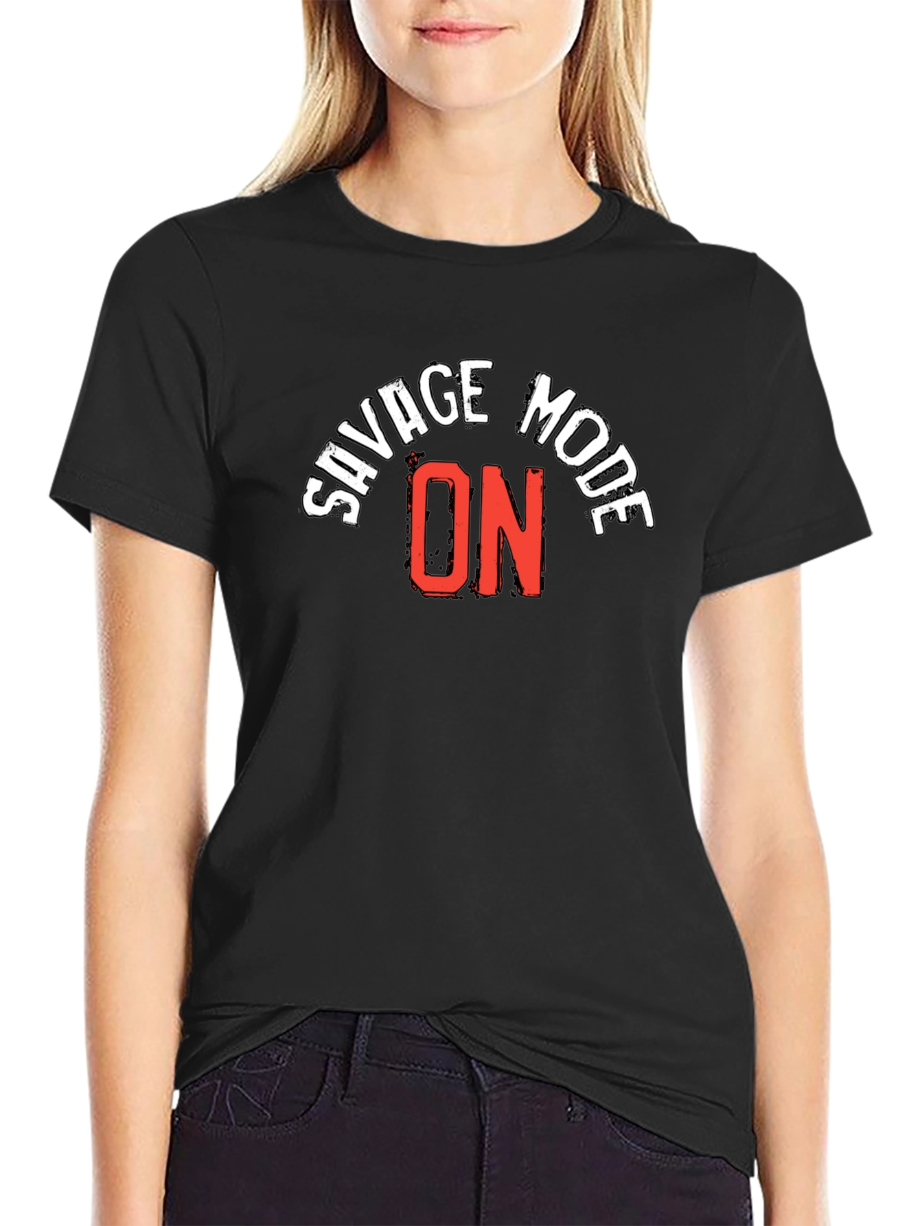 Savage Mode ON Graphic Tee - Black Cotton Blend