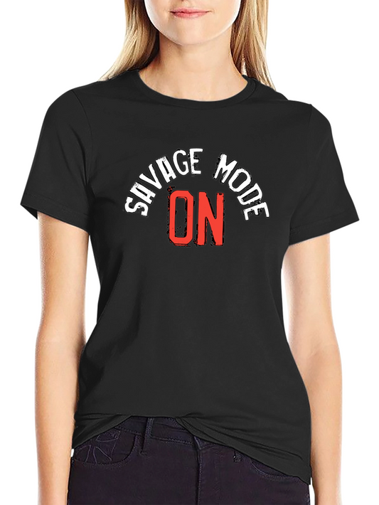 Savage Mode ON Graphic Tee - Black Cotton Blend