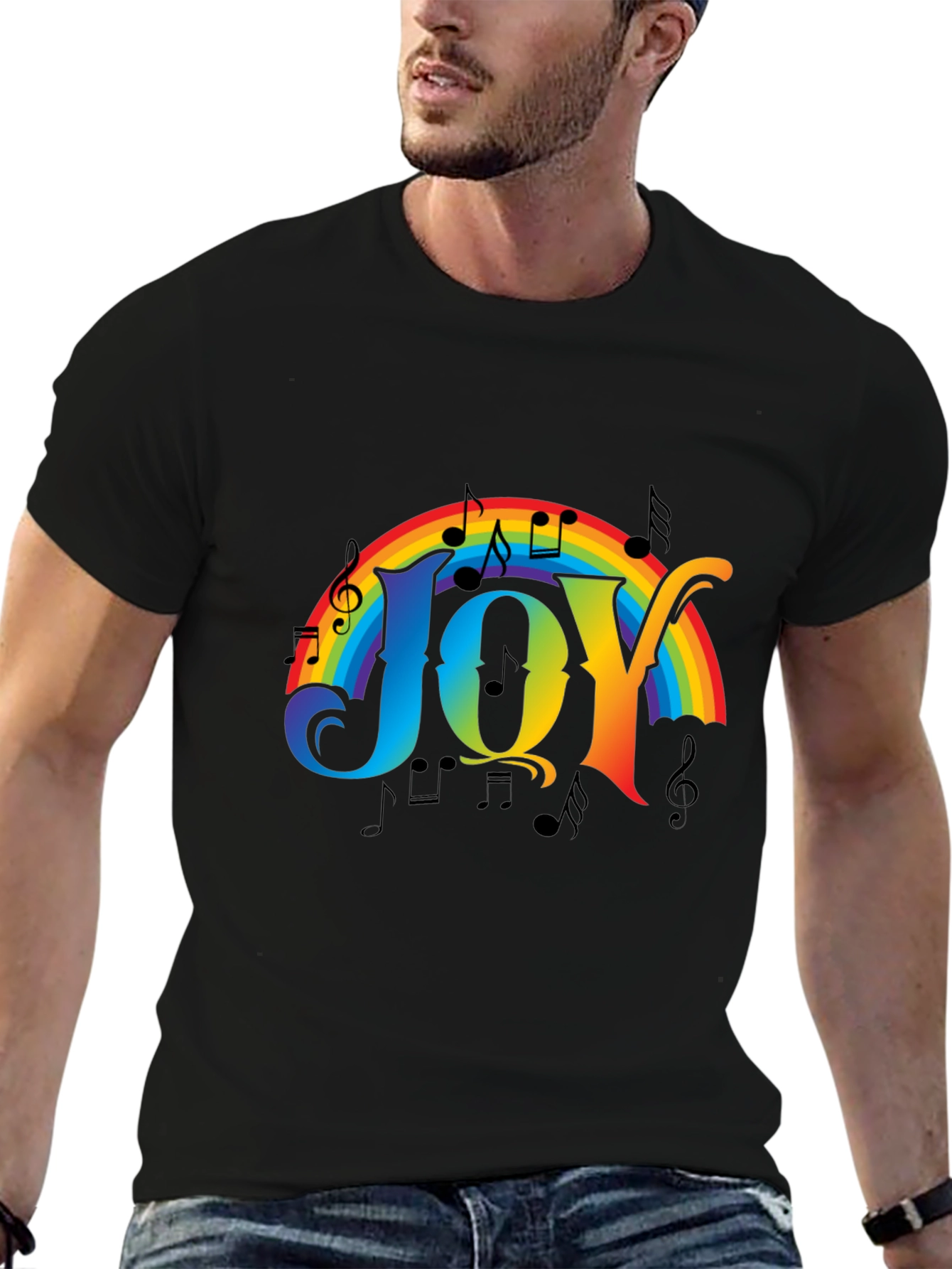 Rainbow JOY Music Notes Graphic Tee