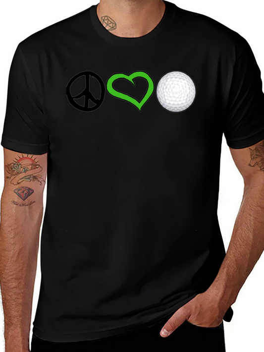 Peace Love Golf T-Shirt - Black Cotton Tee