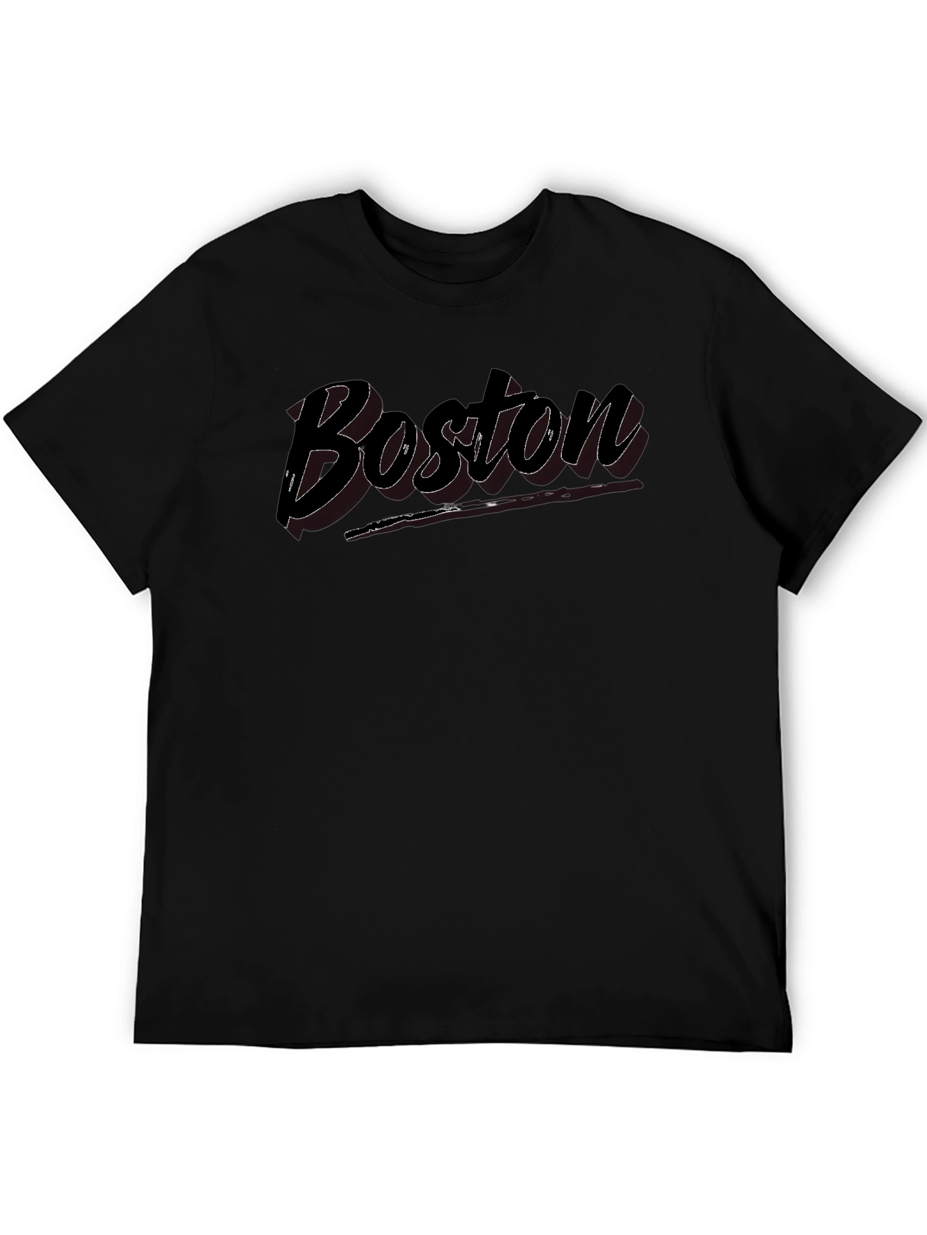 Boston Script Black Cotton Graphic Tee