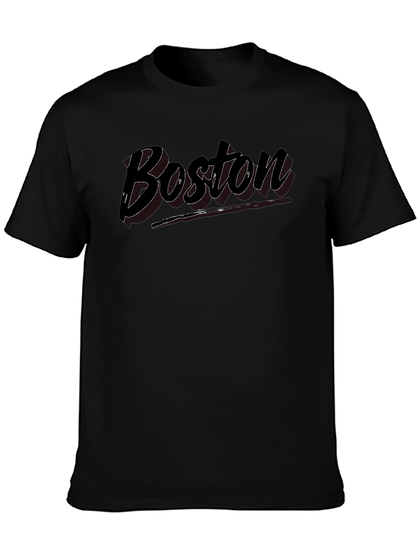 Boston Script Black Cotton Graphic Tee