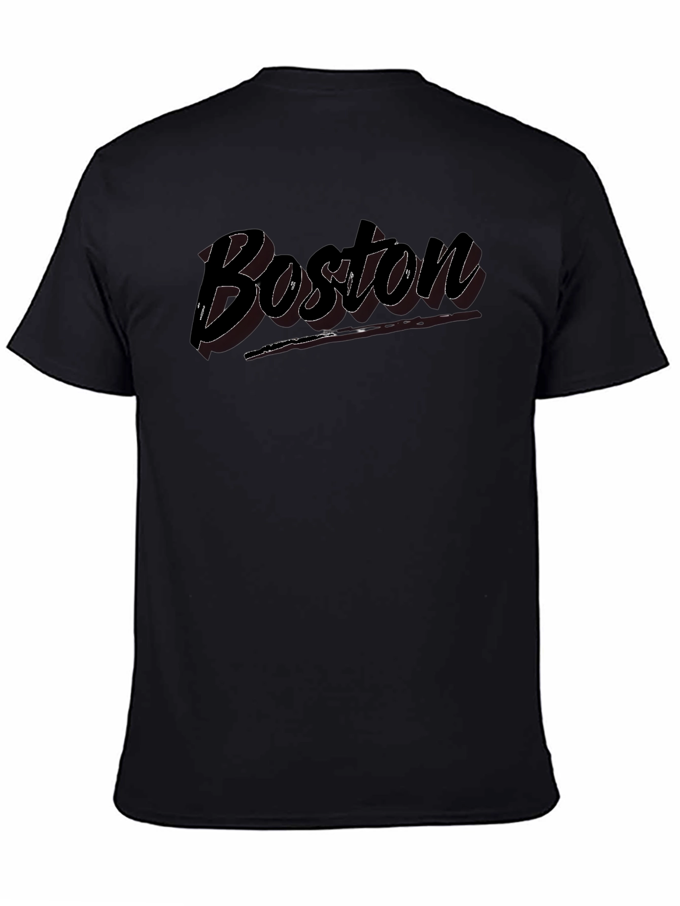 Boston Script Black Cotton Graphic Tee