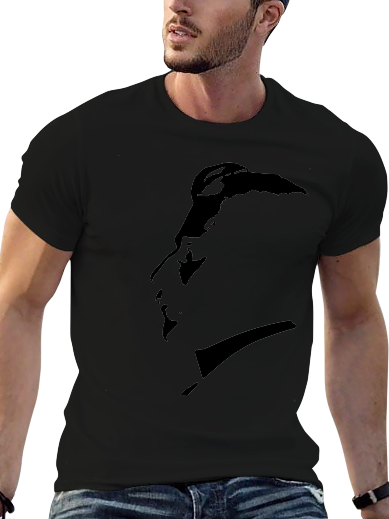 Minimalist Silhouette Graphic Black T-Shirt