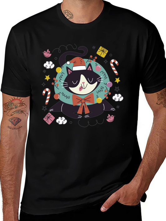 Festive Cat T-Shirt - Holiday Cheer