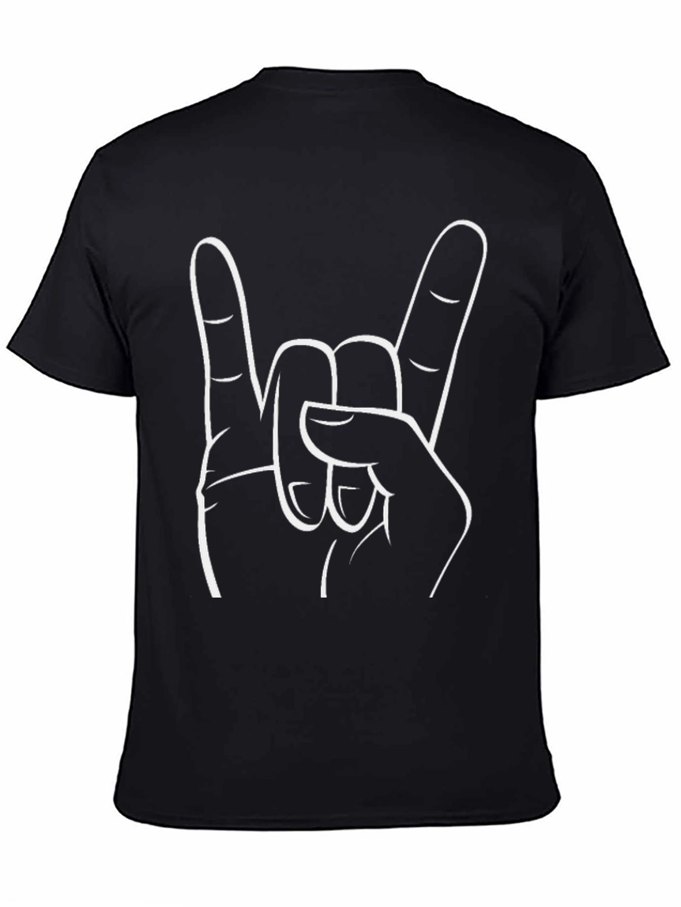Rock On Hand Gesture Graphic Tee - Black