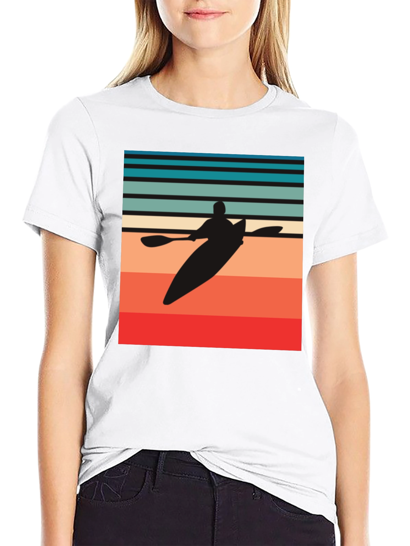 Retro Kayak Silhouette Graphic T-Shirt