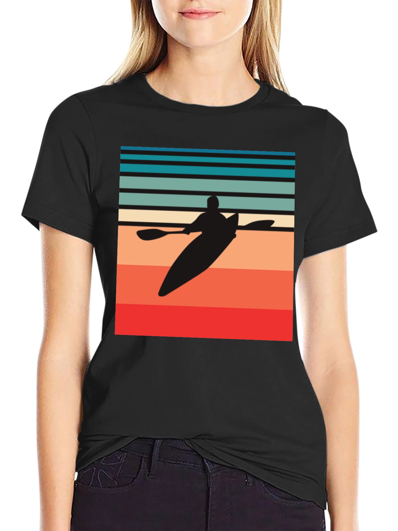 Retro Kayak Silhouette Graphic T-Shirt