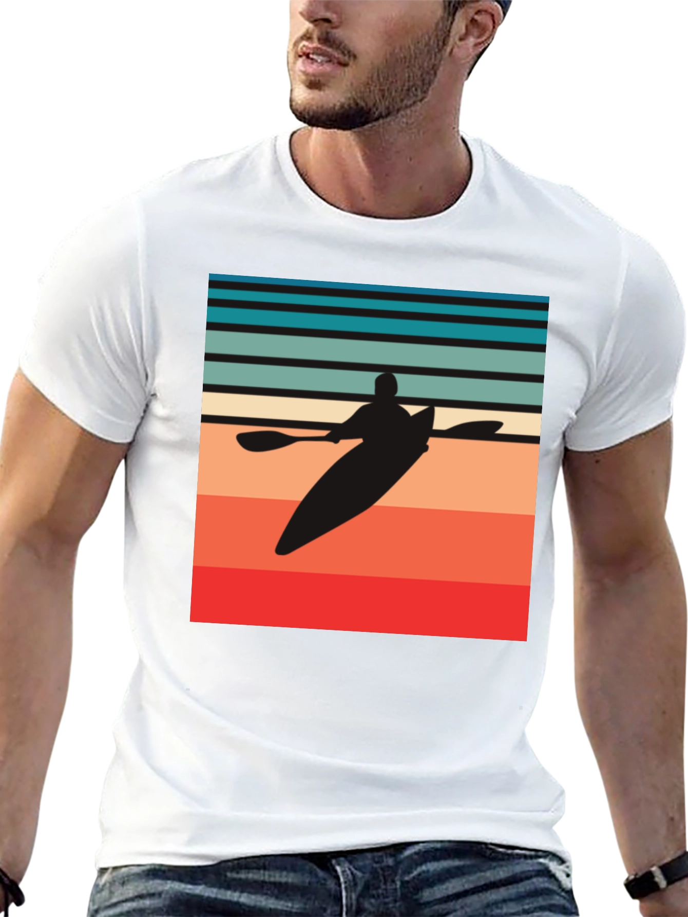 Retro Kayak Silhouette Graphic T-Shirt