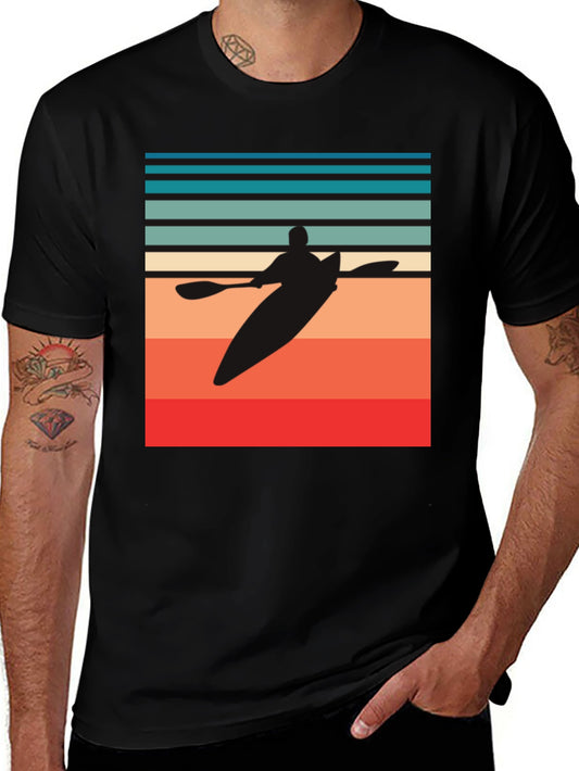 Retro Kayak Silhouette Graphic T-Shirt