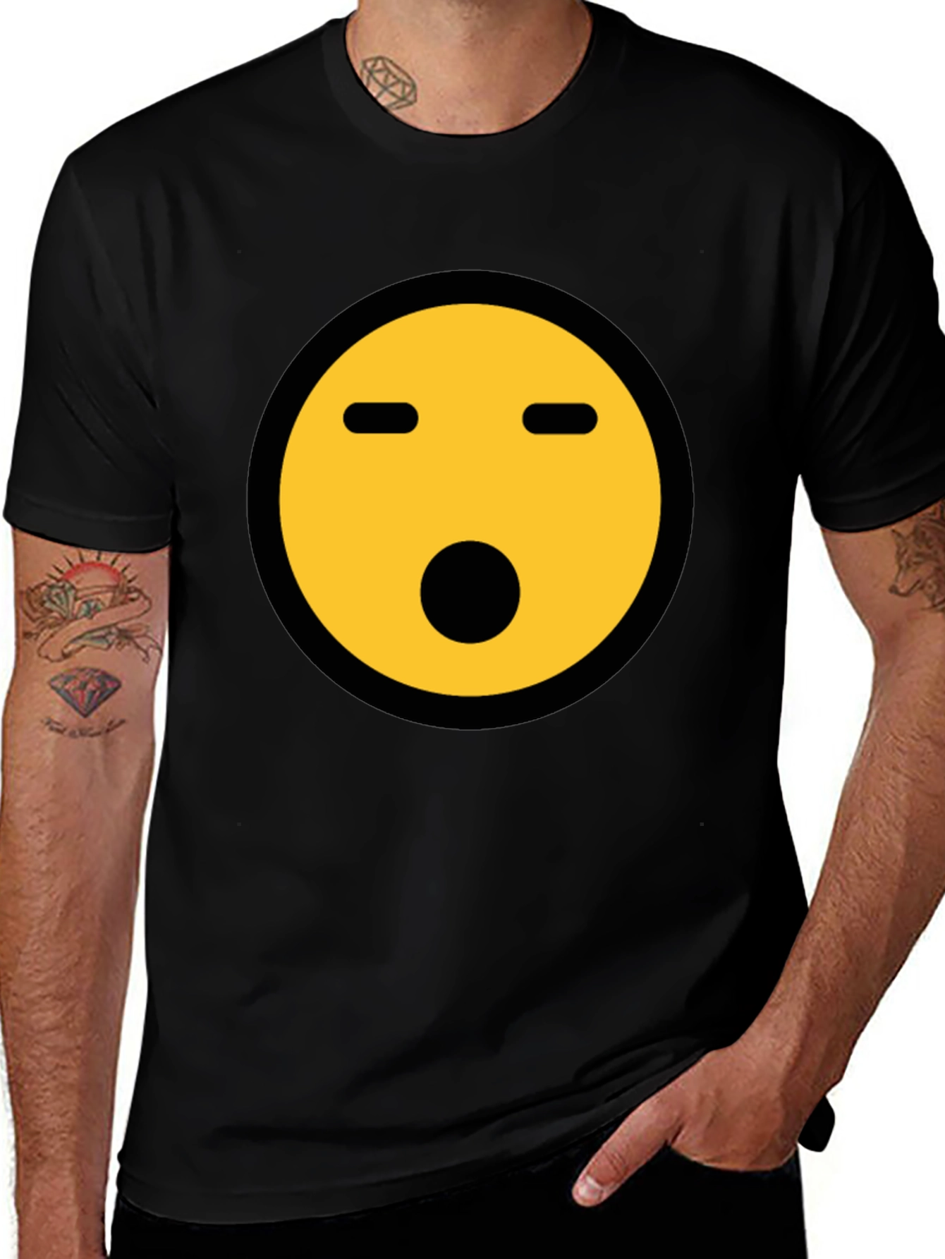 Shocked Emoji Graphic Tee - Black Crewneck