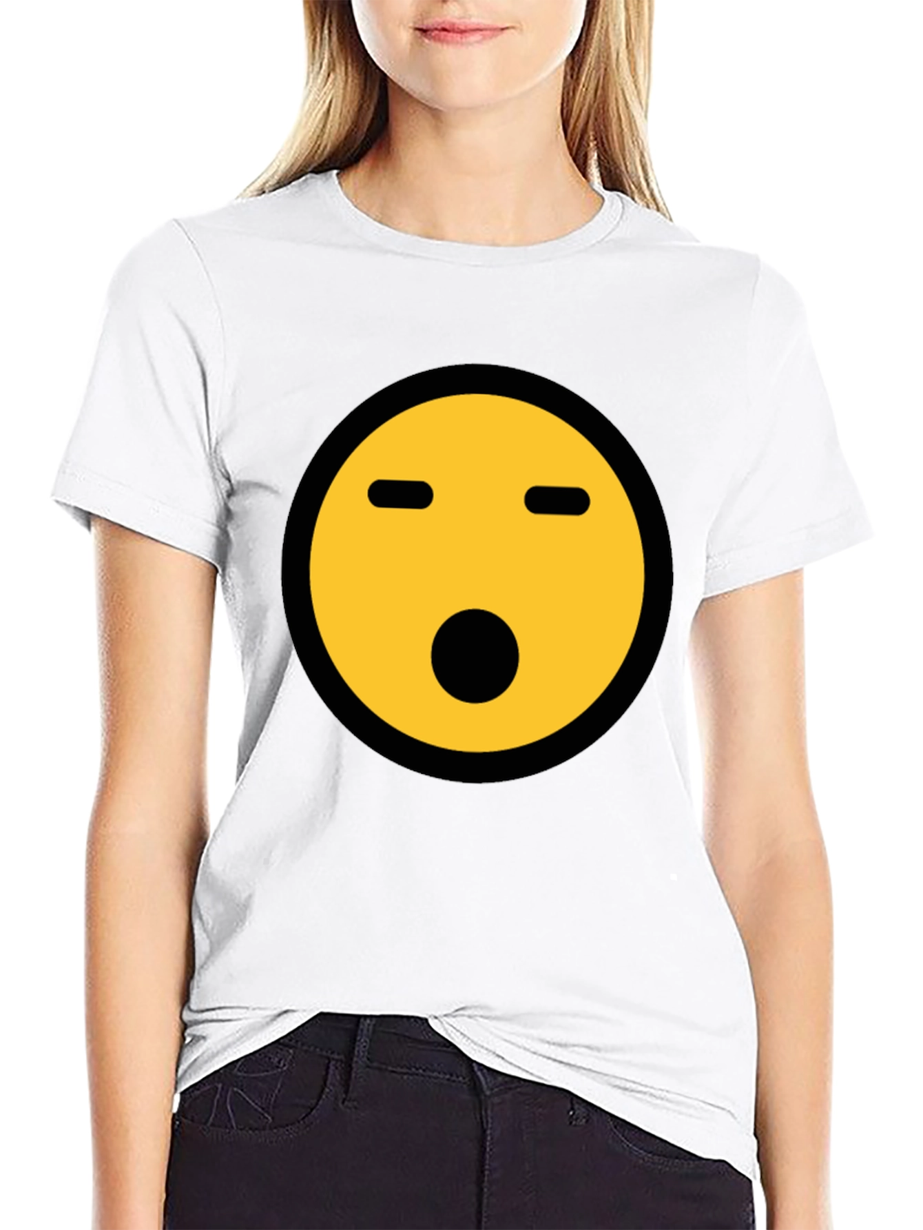 Shocked Emoji Graphic Tee - Black Crewneck