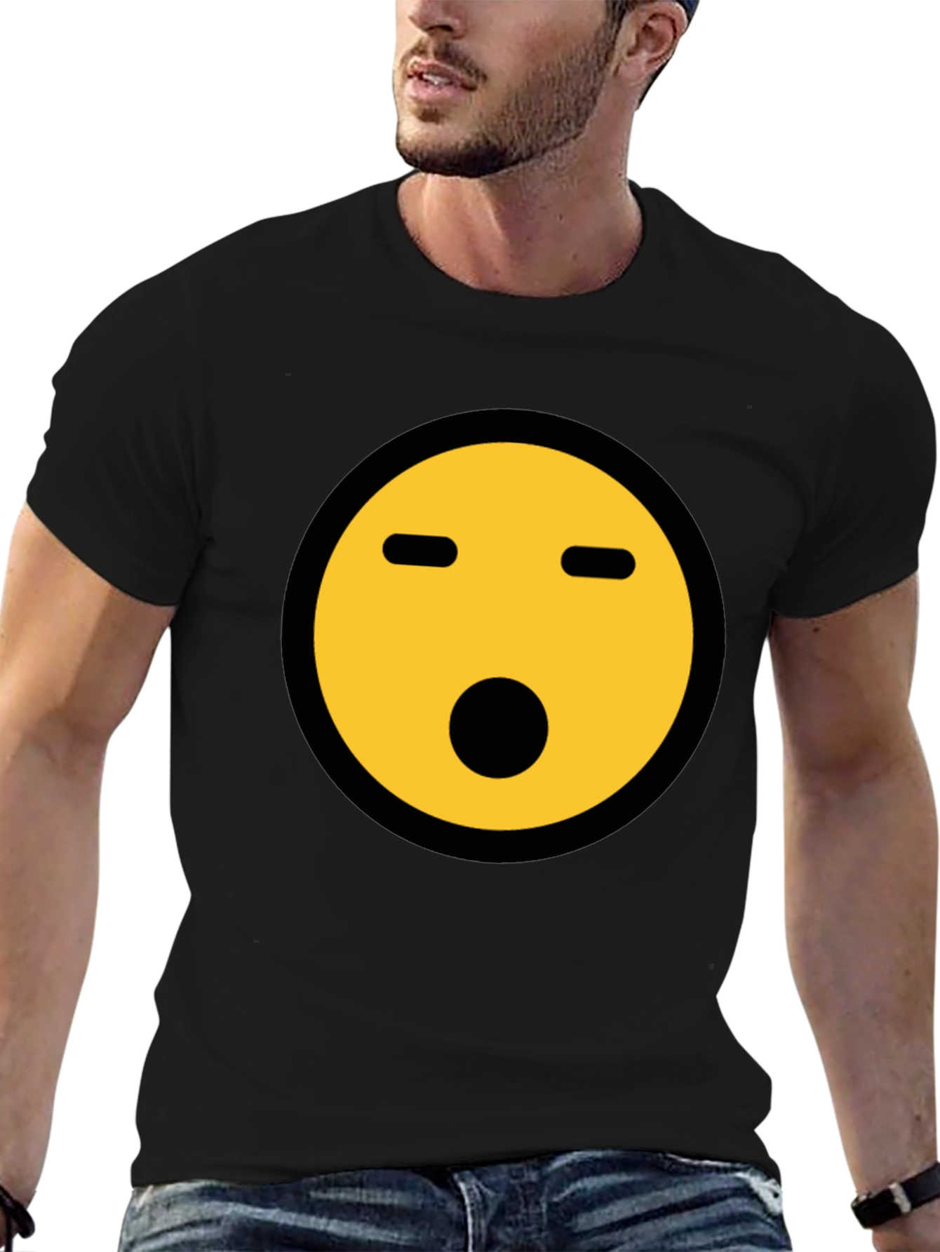 Shocked Emoji Graphic Tee - Black Crewneck