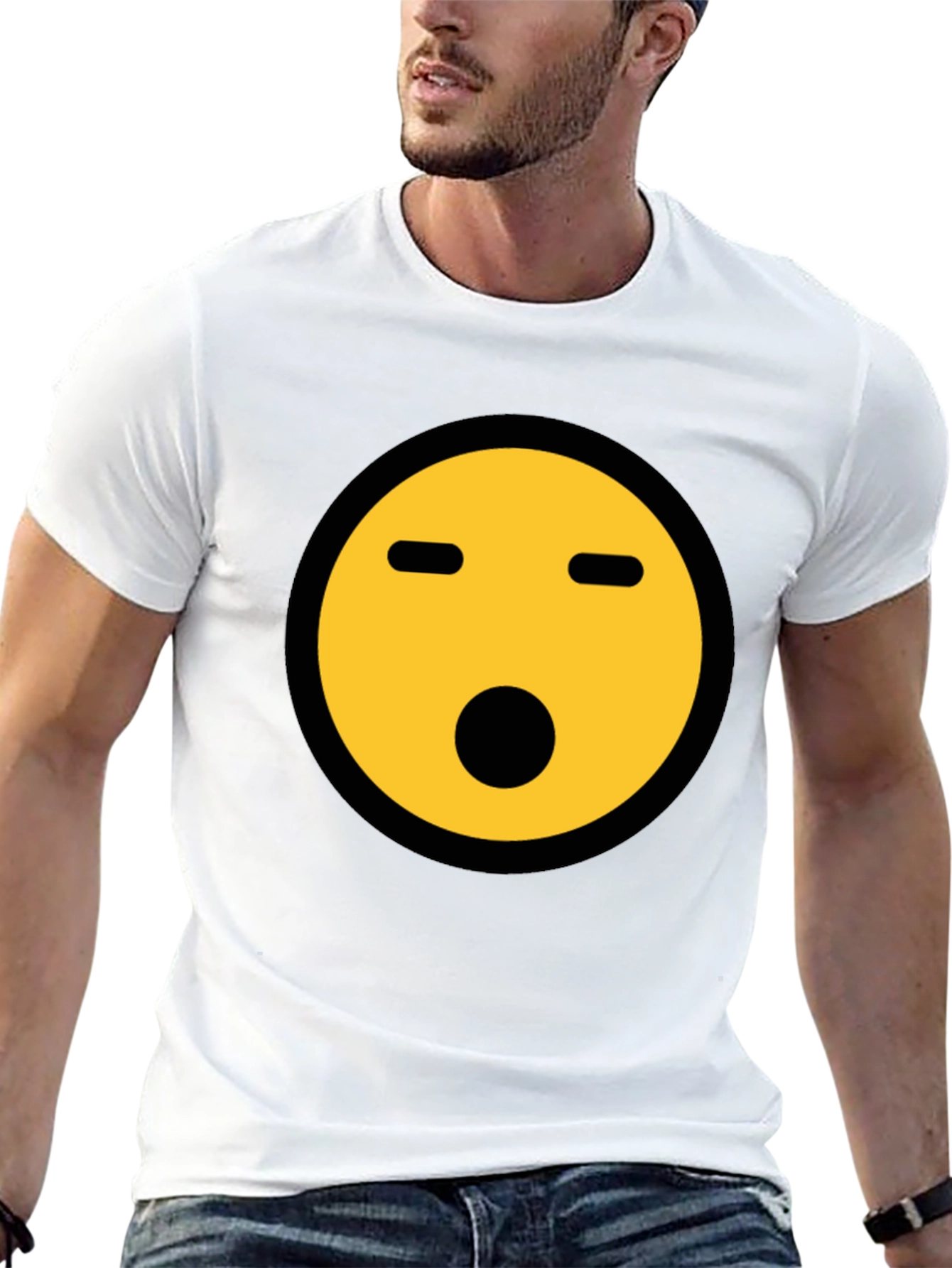 Shocked Emoji Graphic Tee - Black Crewneck