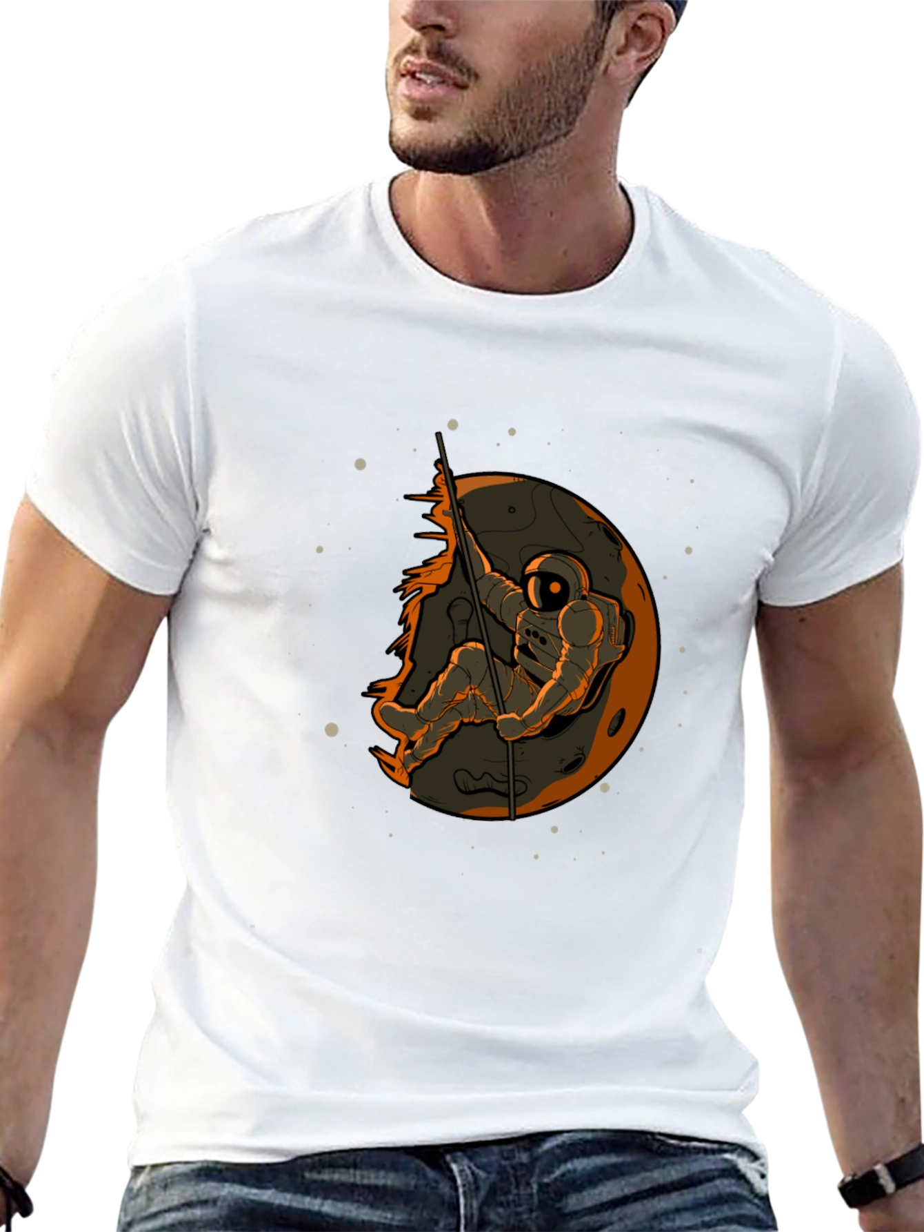 Astronaut on Moon Graphic T-Shirt - Space Adventure Tee