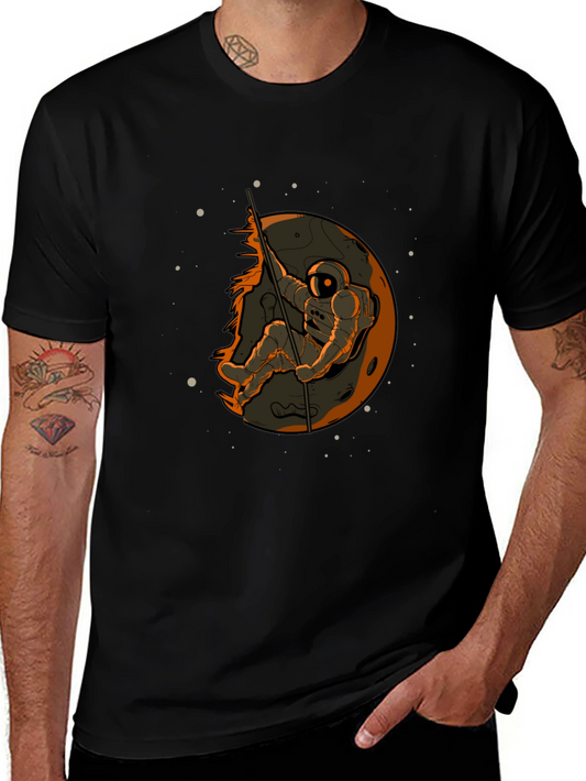 Astronaut on Moon Graphic T-Shirt - Space Adventure Tee
