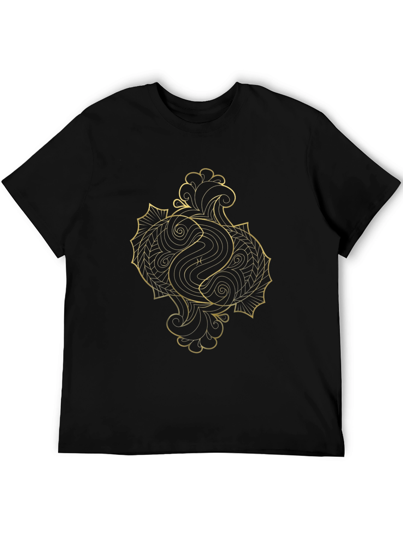 Golden Pisces Graphic Tee - Black Cotton Comfort