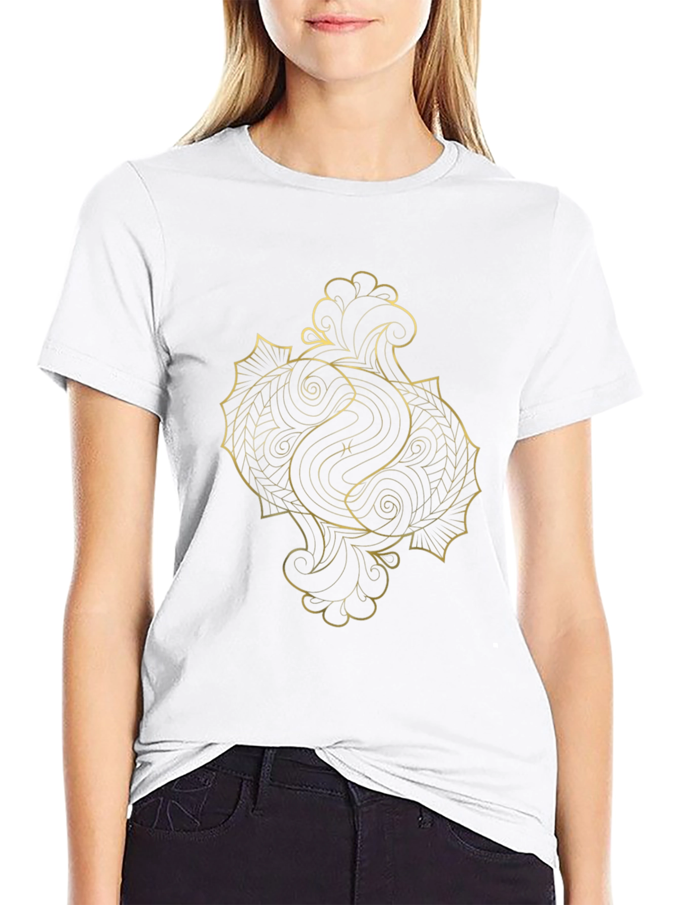 Golden Pisces Graphic Tee - Black Cotton Comfort