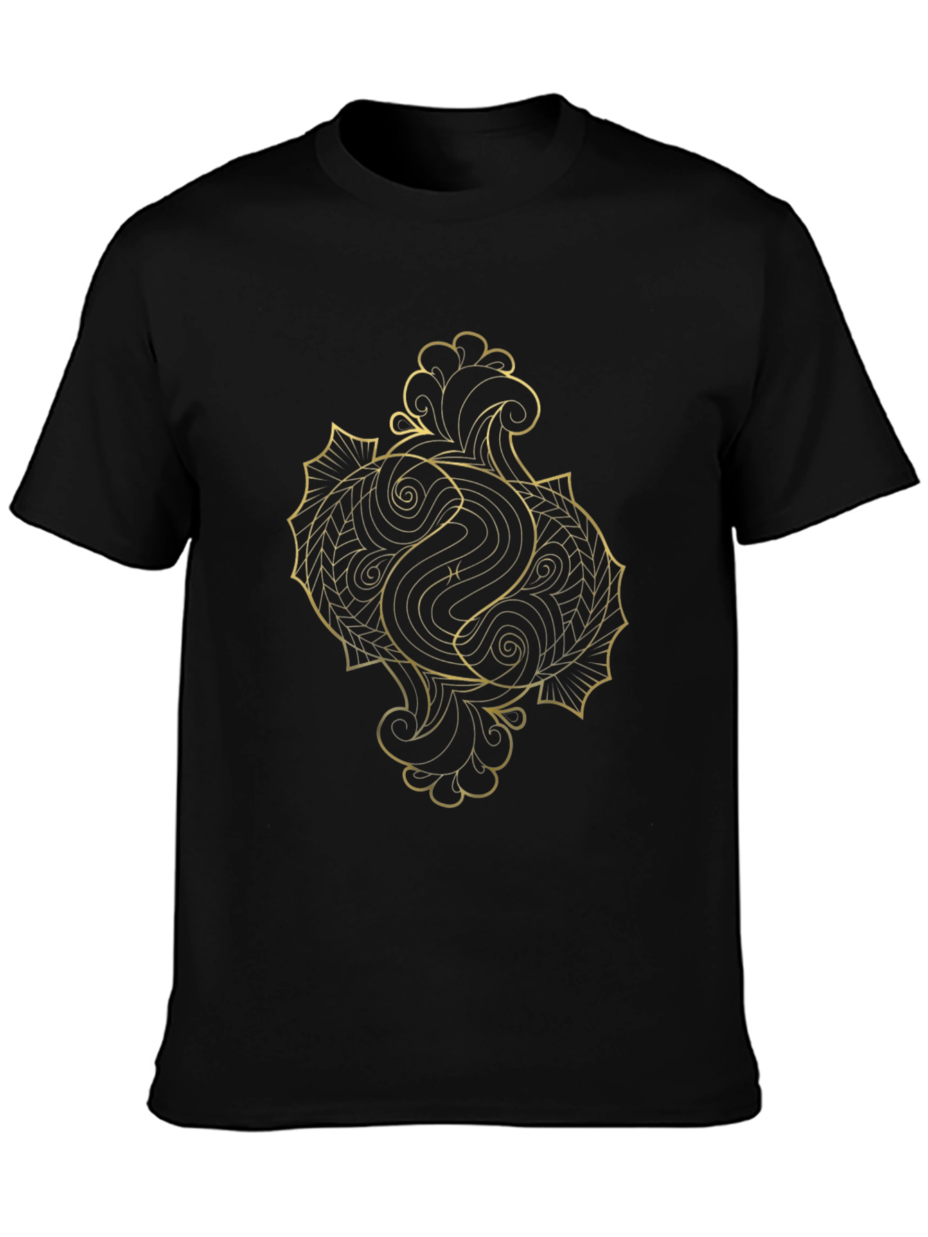 Golden Pisces Graphic Tee - Black Cotton Comfort