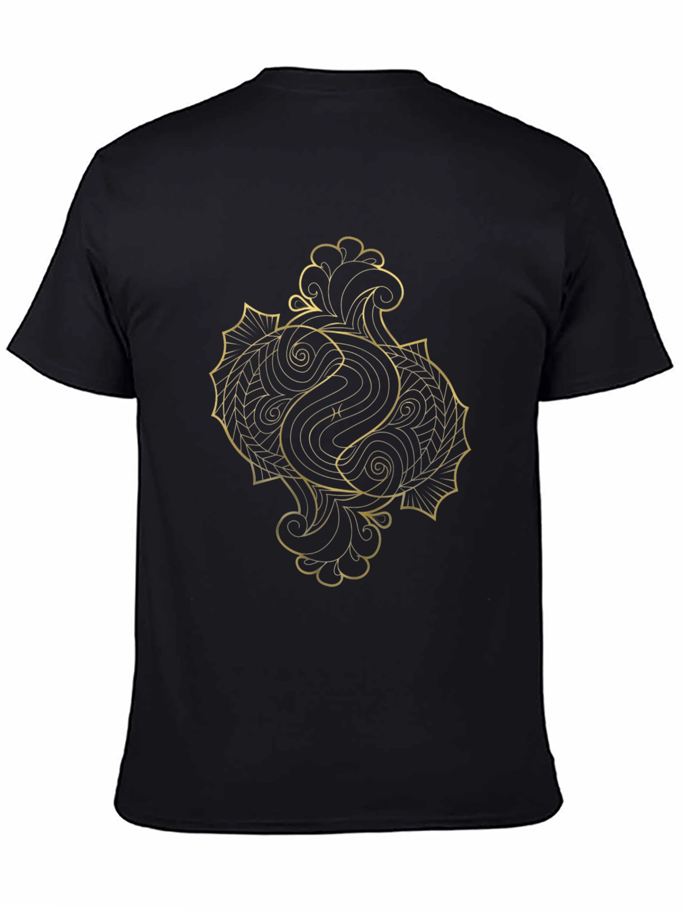 Golden Pisces Graphic Tee - Black Cotton Comfort