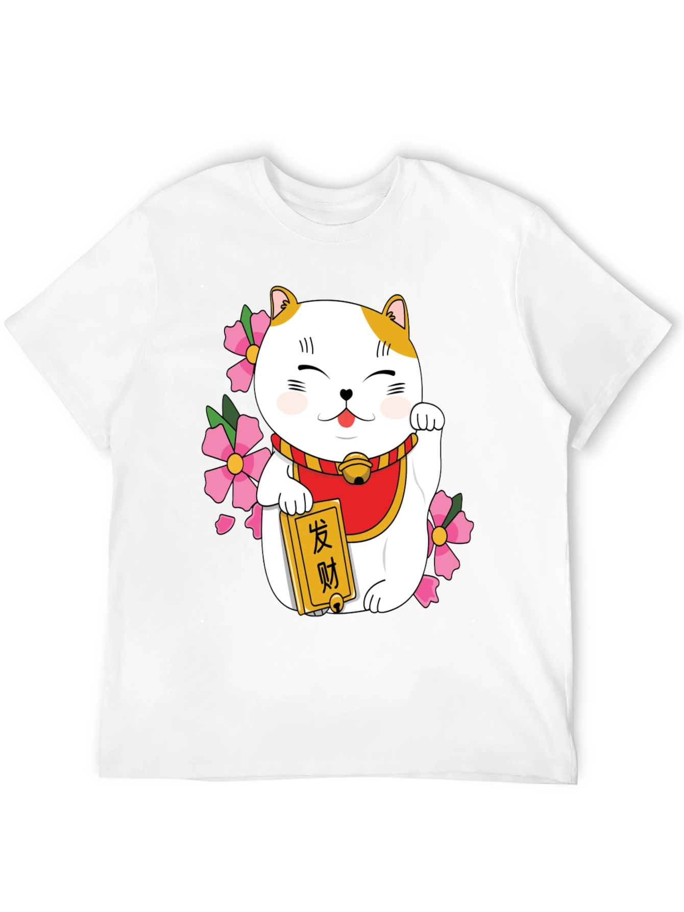 Lucky Cat Graphic Tee - Black Cotton Blend