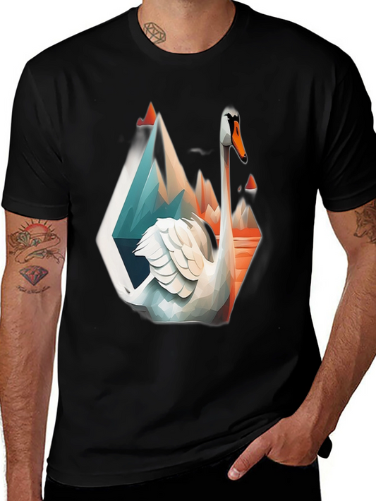Geometric Swan Graphic T-Shirt