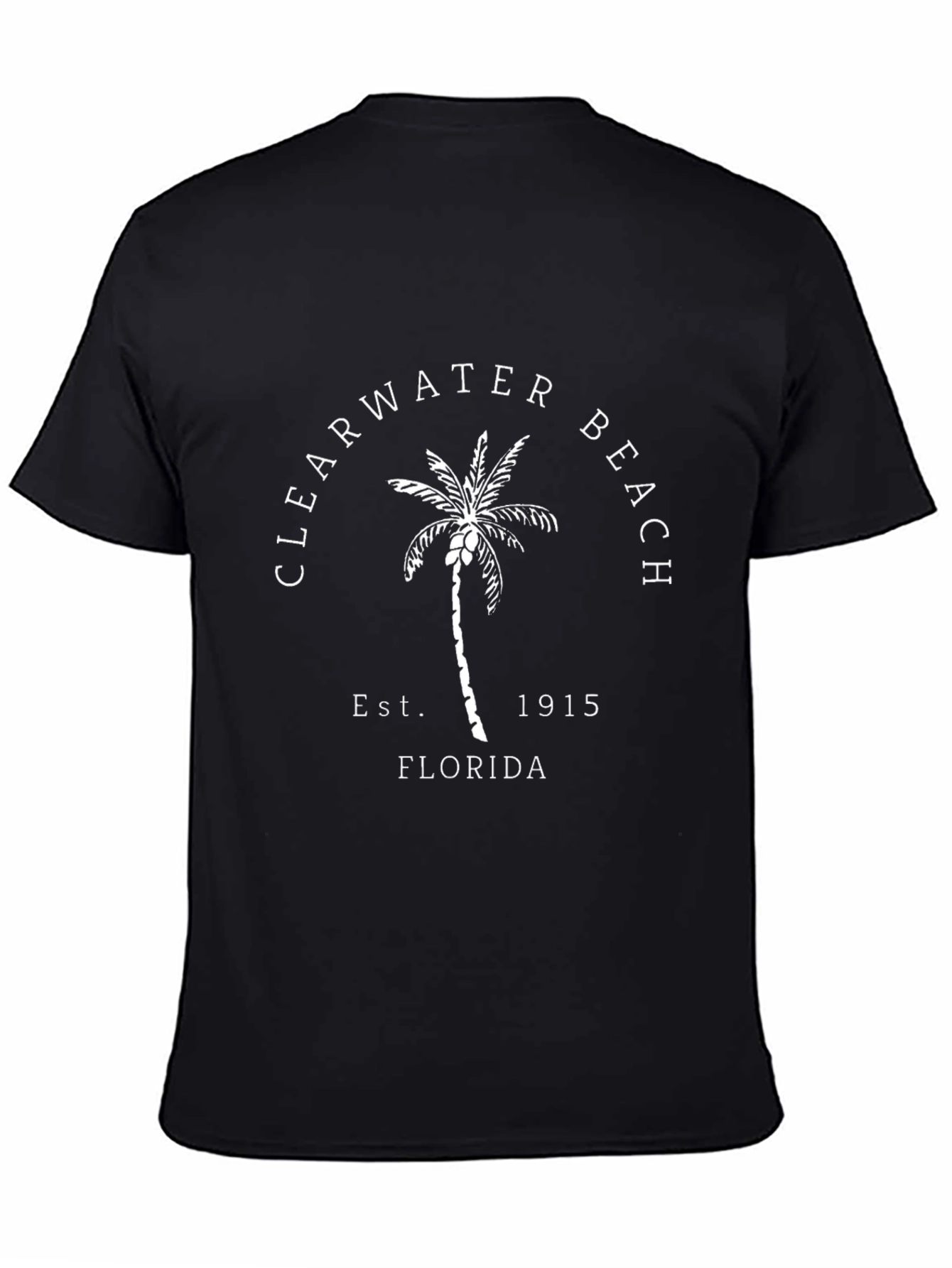 Clearwater Beach Est. 1915 Palm Tree Black T-Shirt
