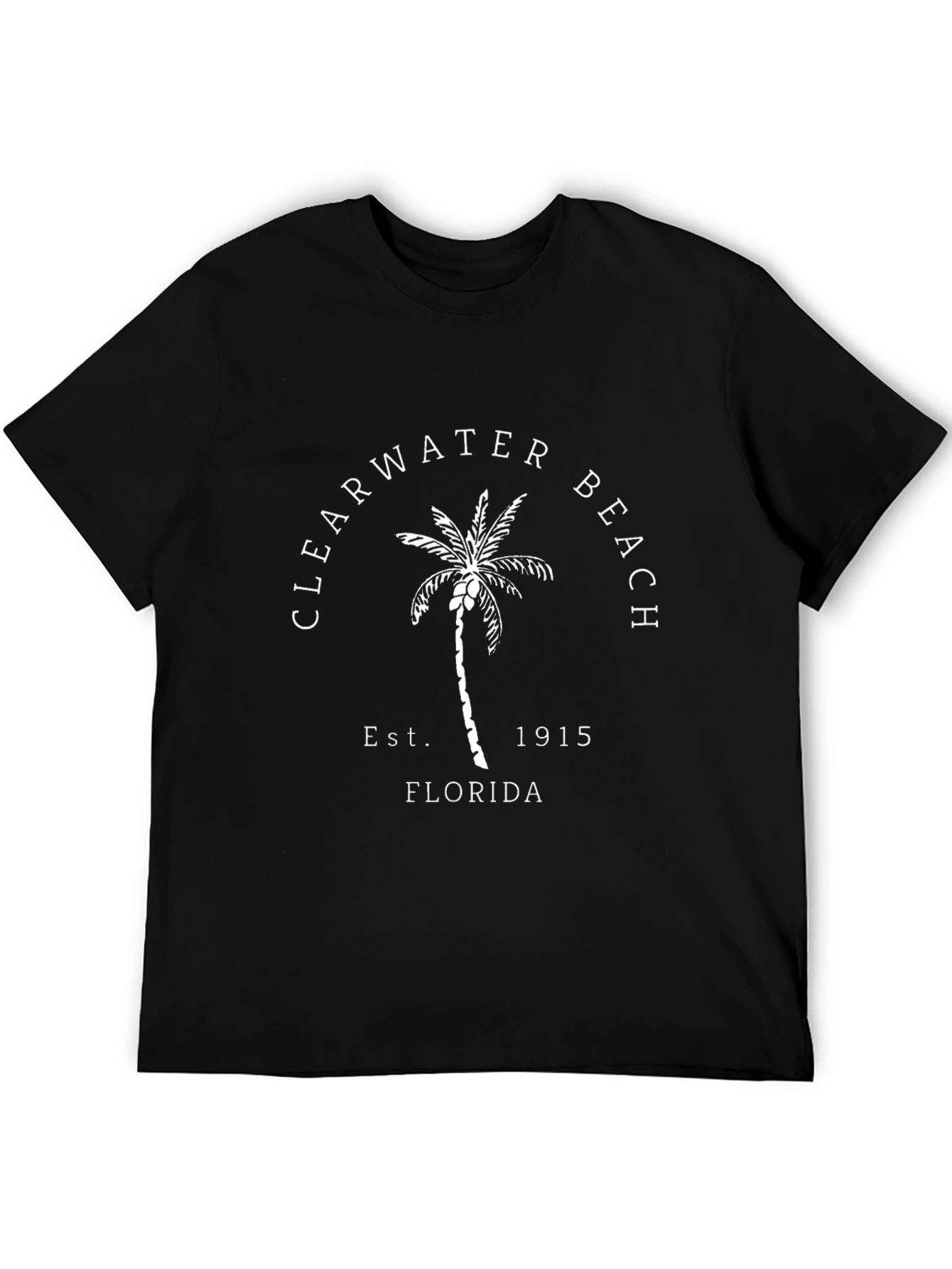 Clearwater Beach Est. 1915 Palm Tree Black T-Shirt