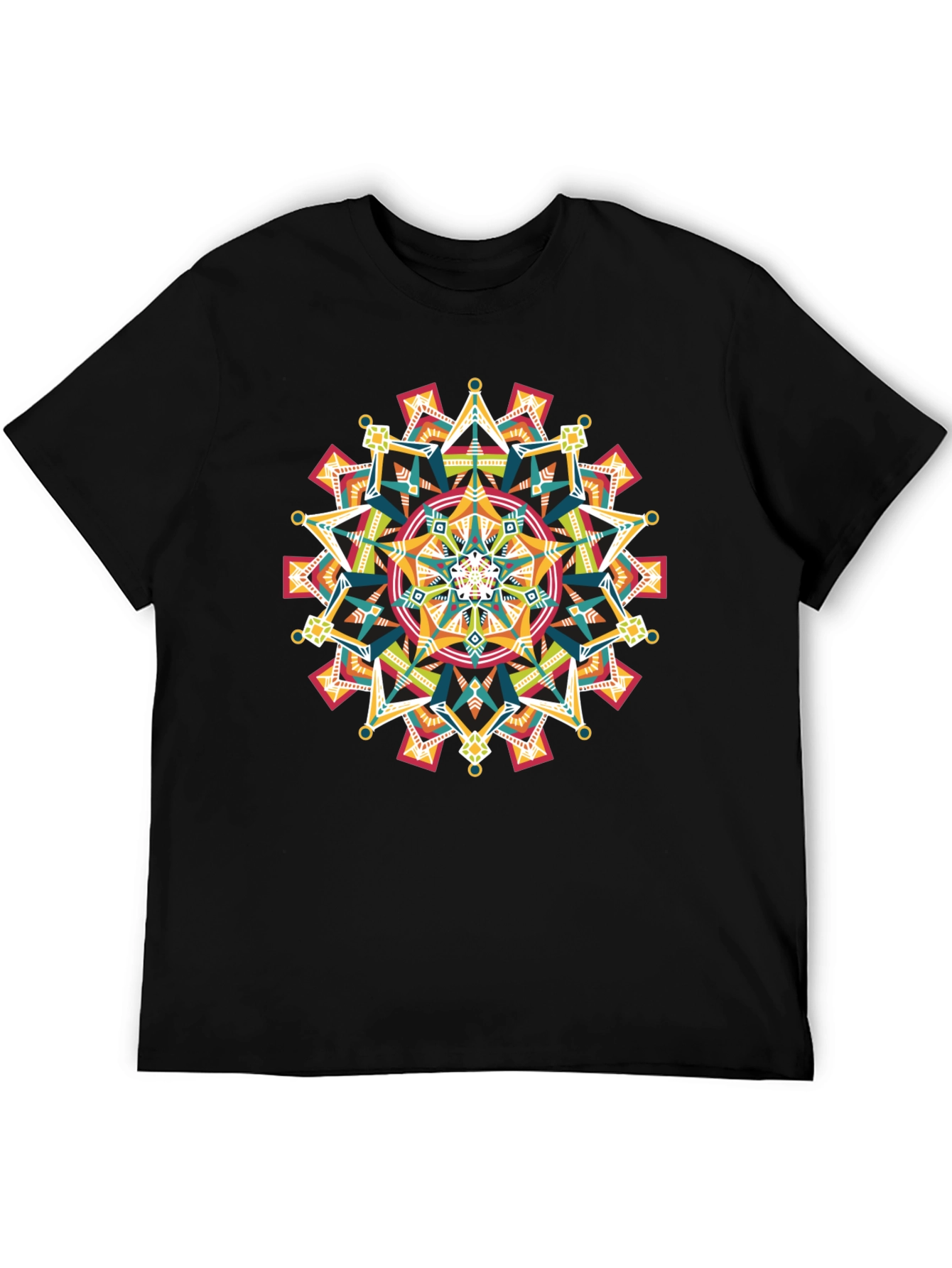 Geometric Mandala Graphic Black T-Shirt