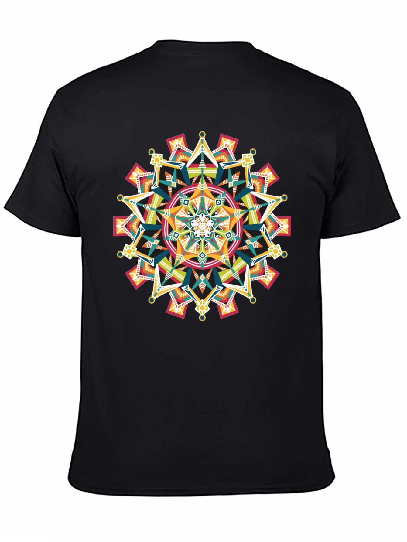 Geometric Mandala Graphic Black T-Shirt