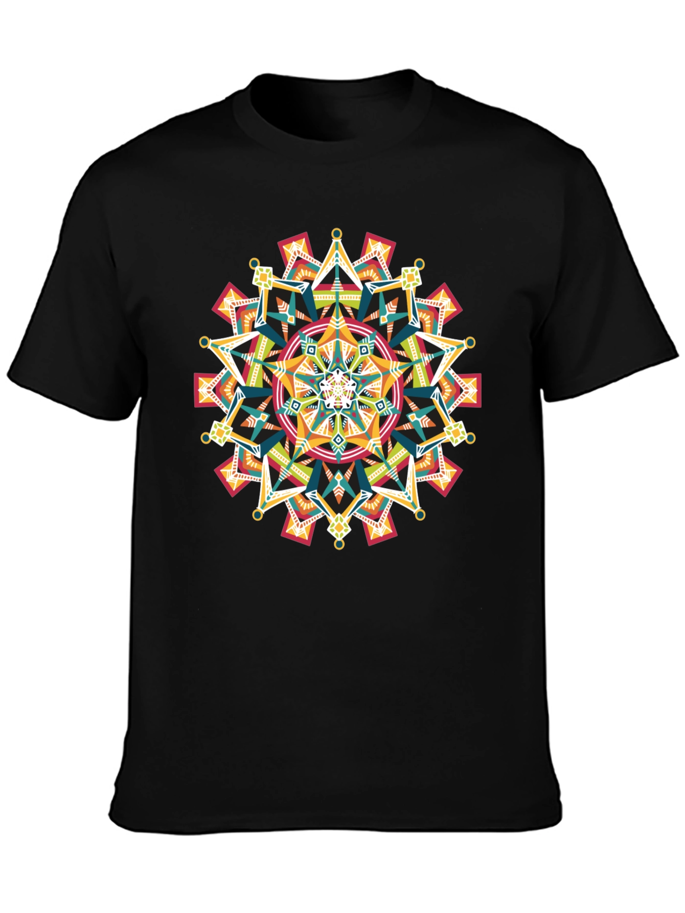 Geometric Mandala Graphic Black T-Shirt
