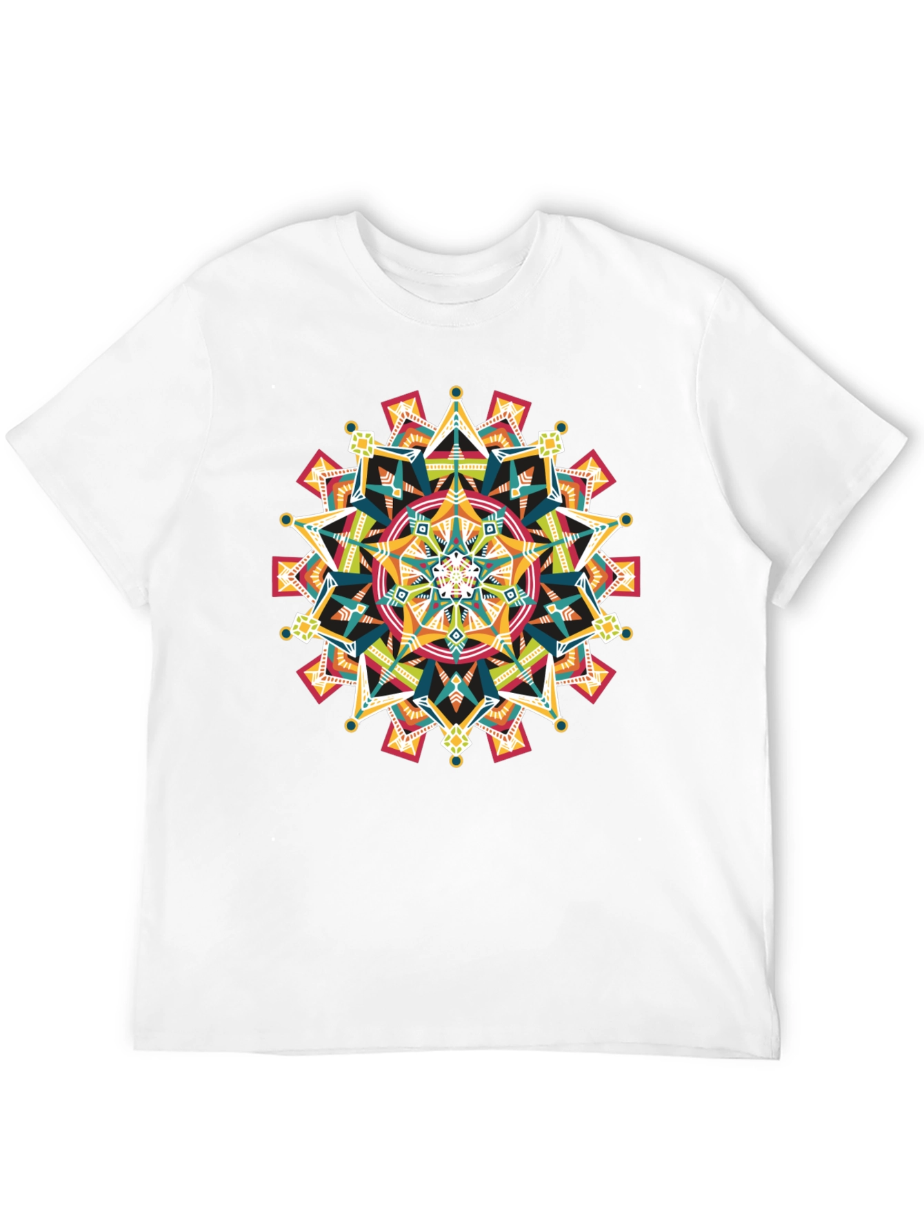 Geometric Mandala Graphic Black T-Shirt