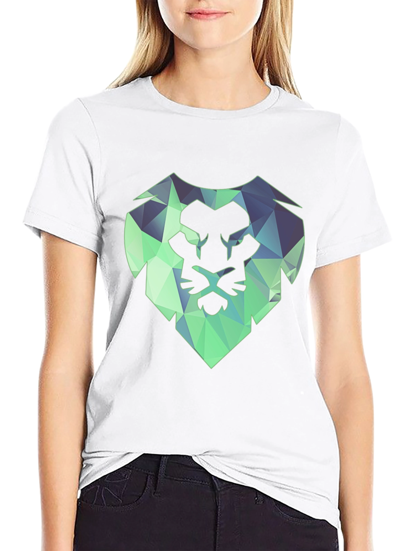 Geometric Lion Tee - Modern Black T-Shirt