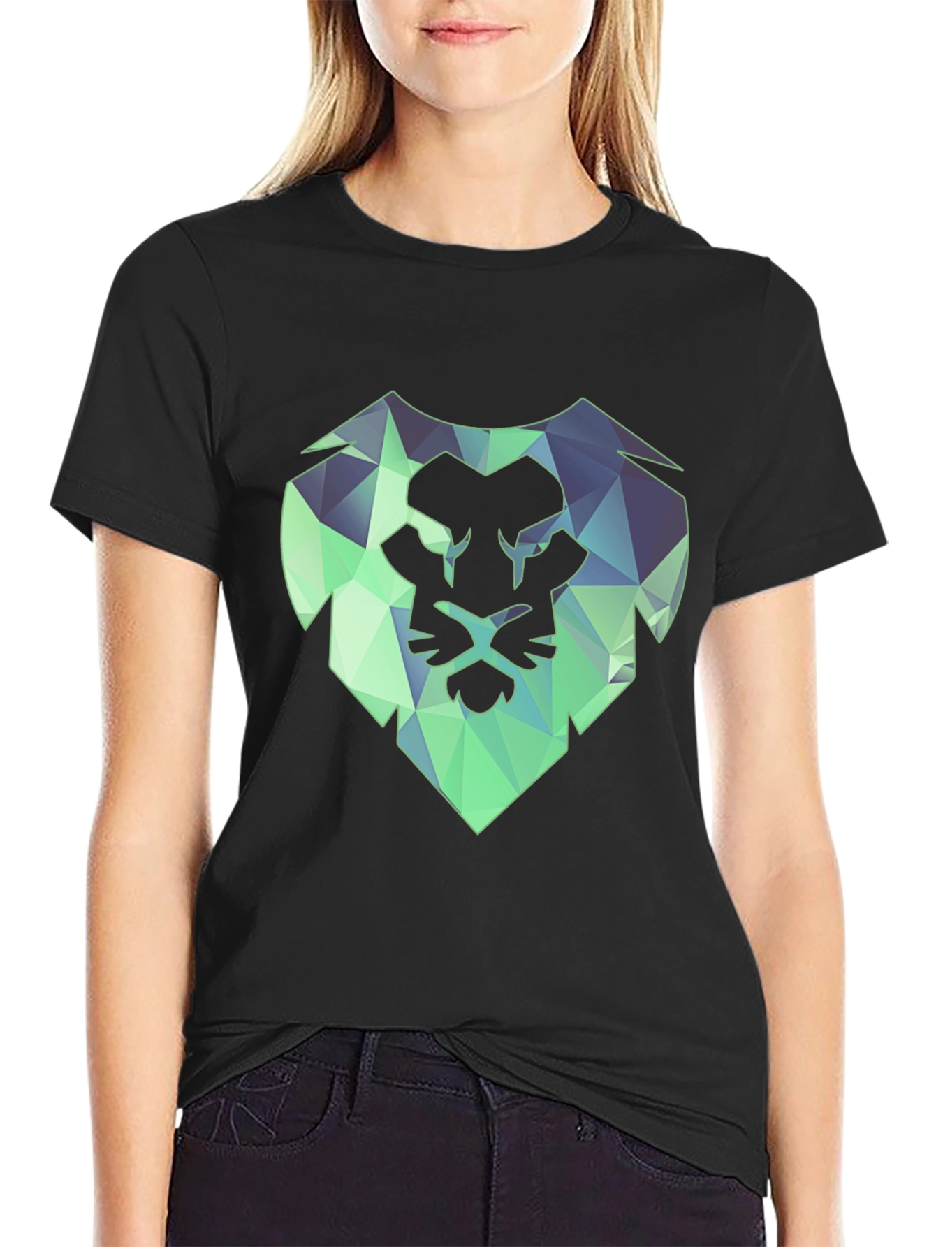 Geometric Lion Tee - Modern Black T-Shirt