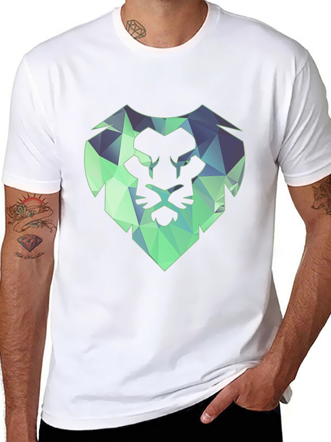 Geometric Lion Tee - Modern Black T-Shirt