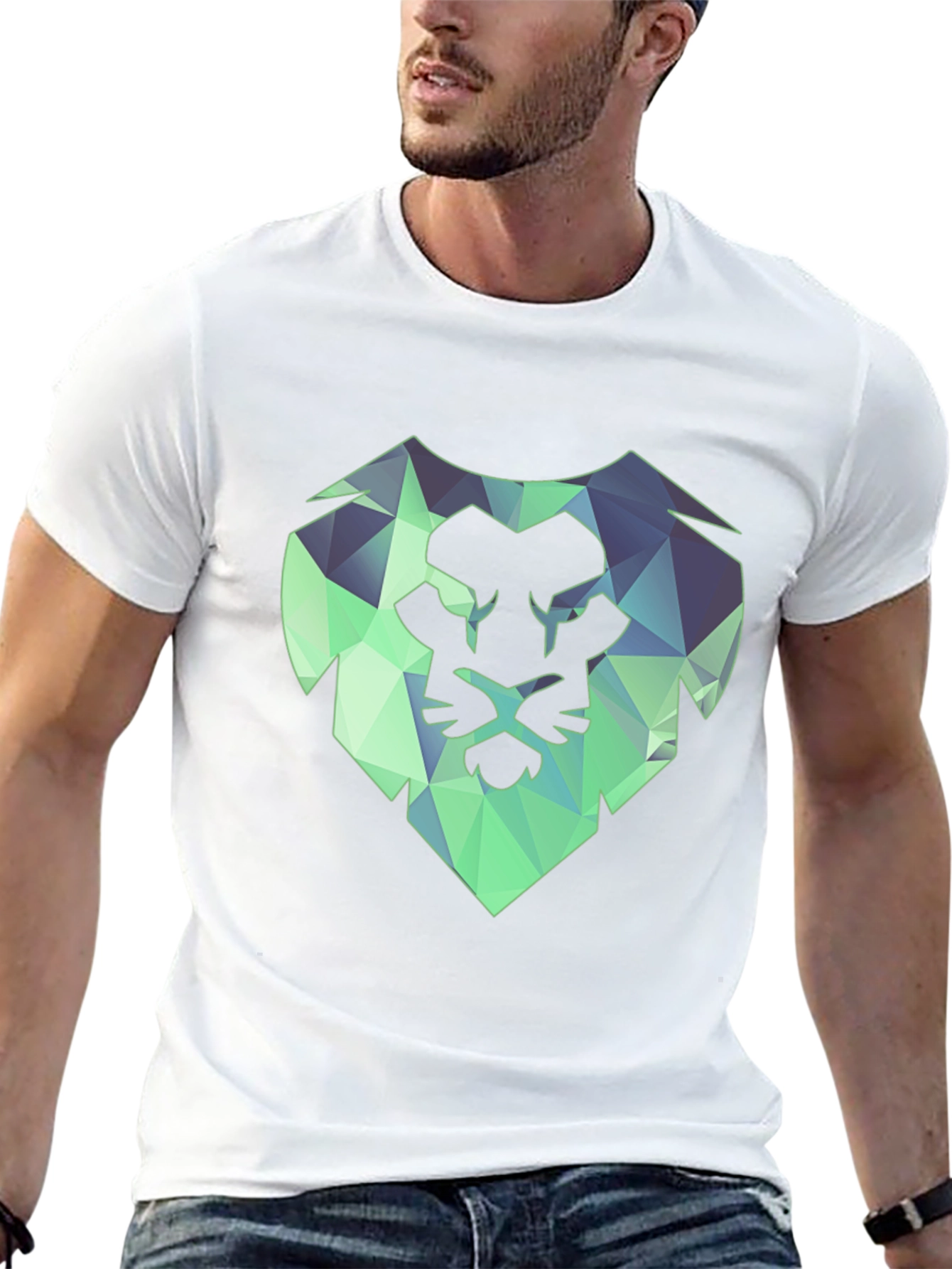 Geometric Lion Tee - Modern Black T-Shirt
