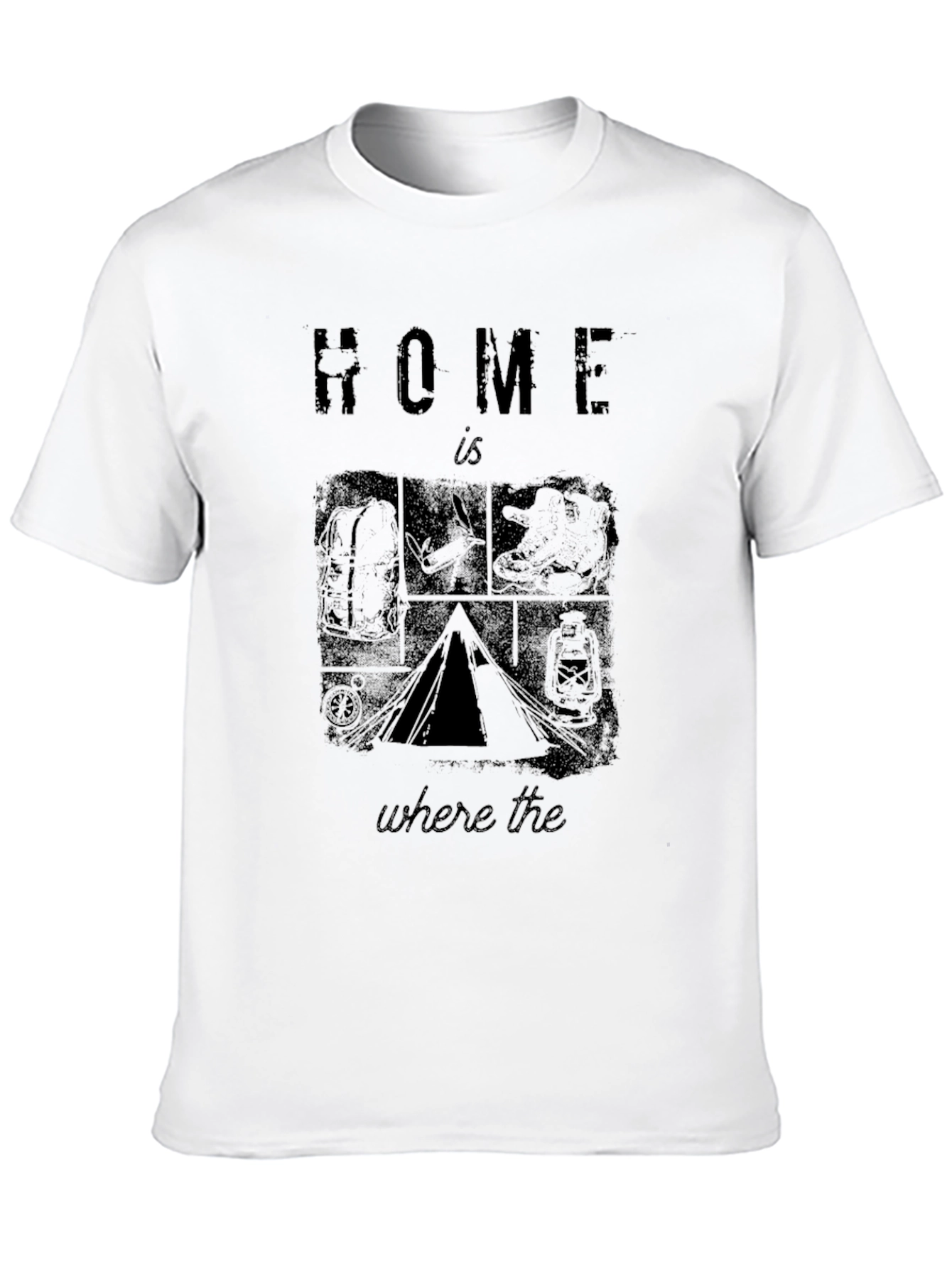 Home is Where the Tent Is Black Graphic T-Shirt