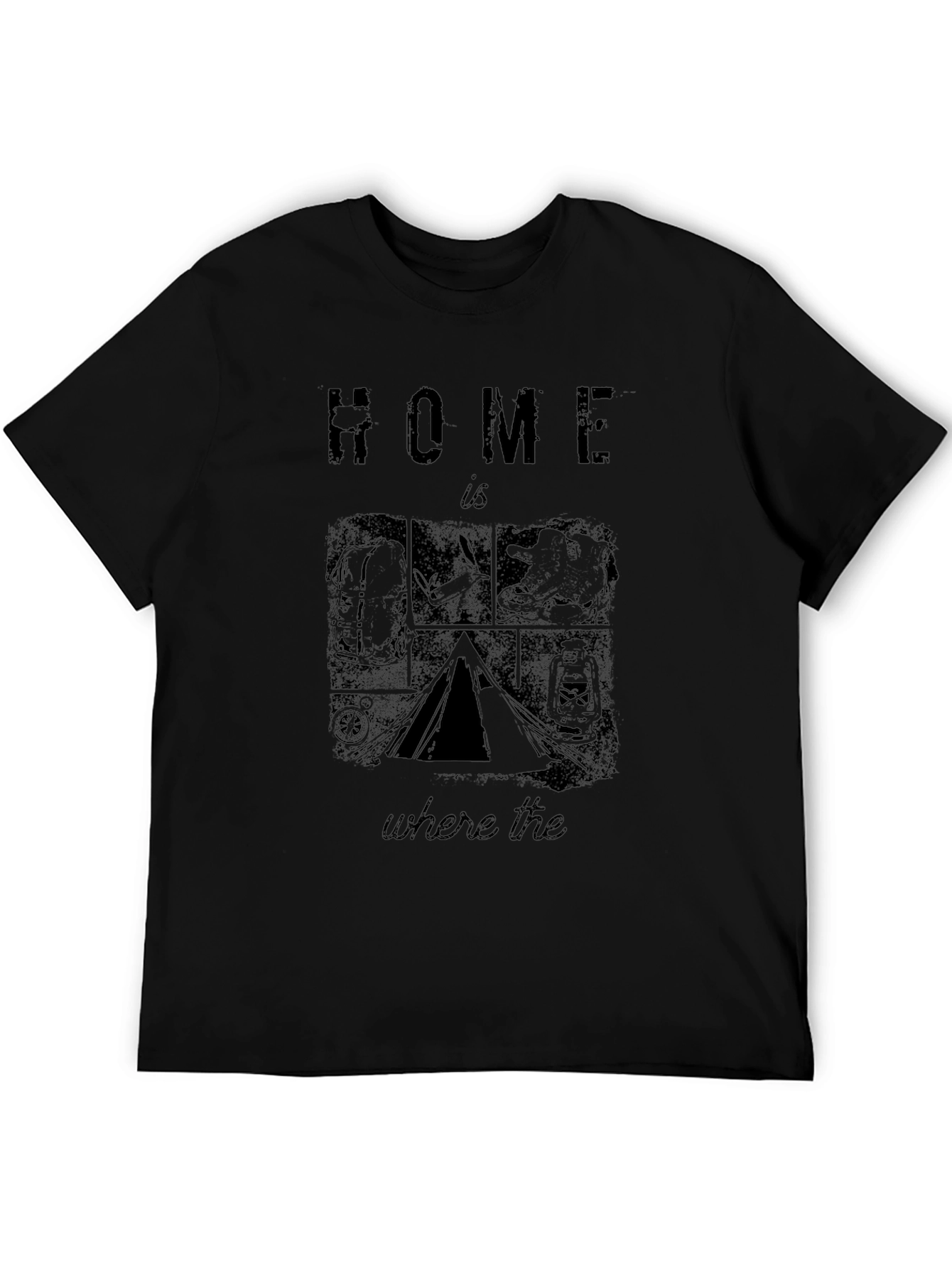 Home is Where the Tent Is Black Graphic T-Shirt