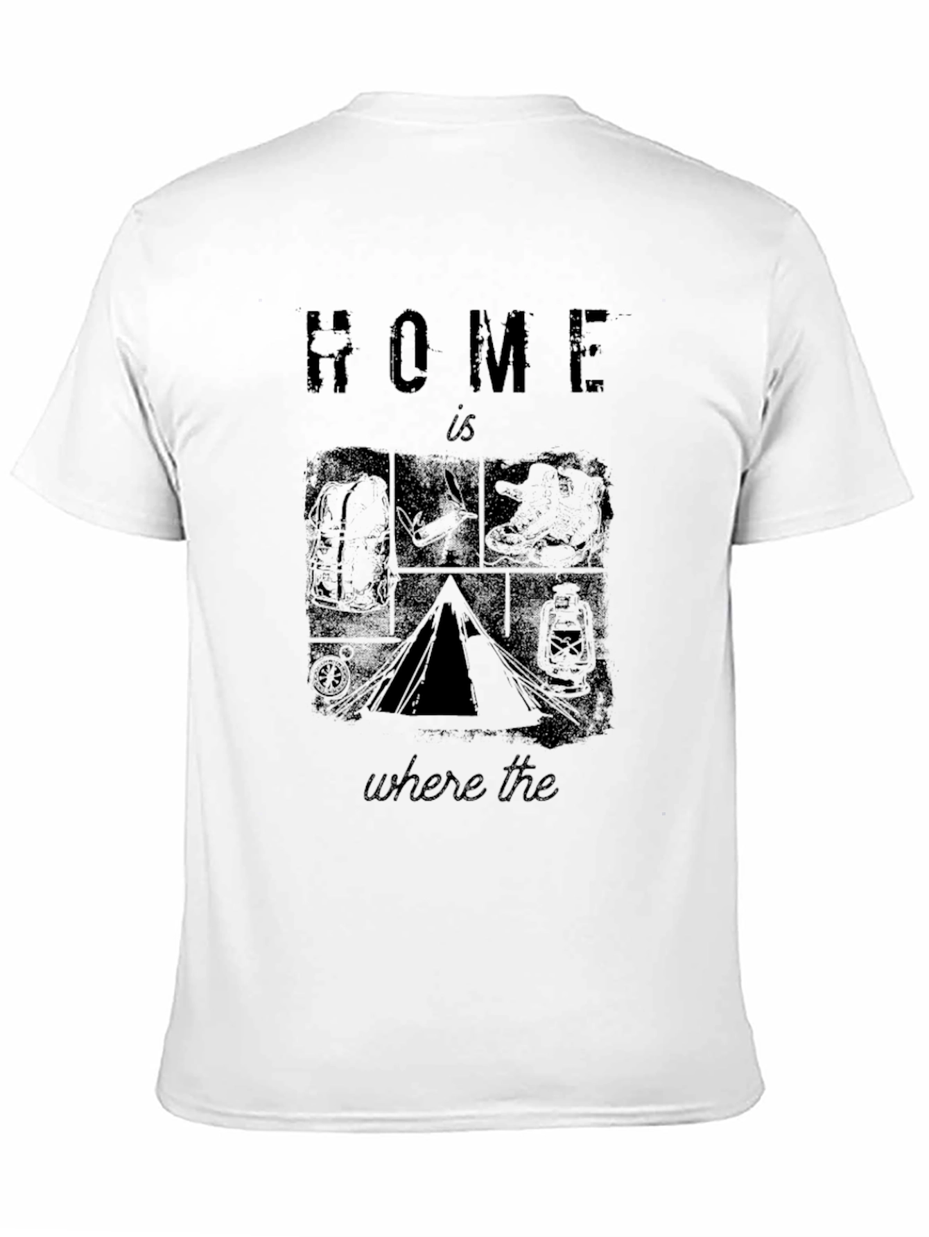 Home is Where the Tent Is Black Graphic T-Shirt