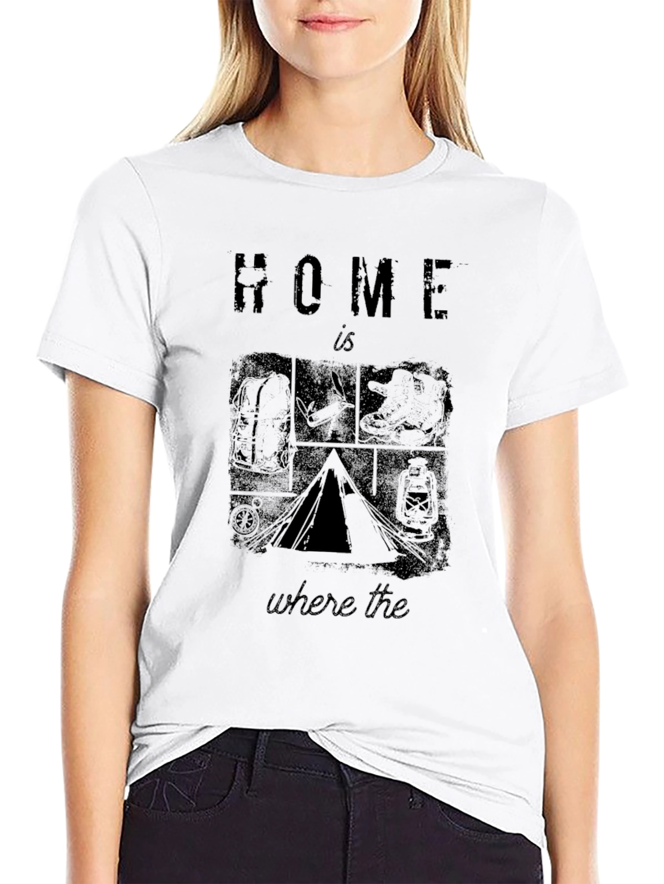 Home is Where the Tent Is Black Graphic T-Shirt