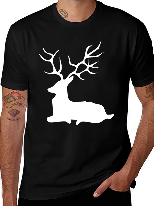 Deer Silhouette Graphic Tee - Black