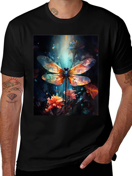 Dragonfly Art Graphic Tee - Black