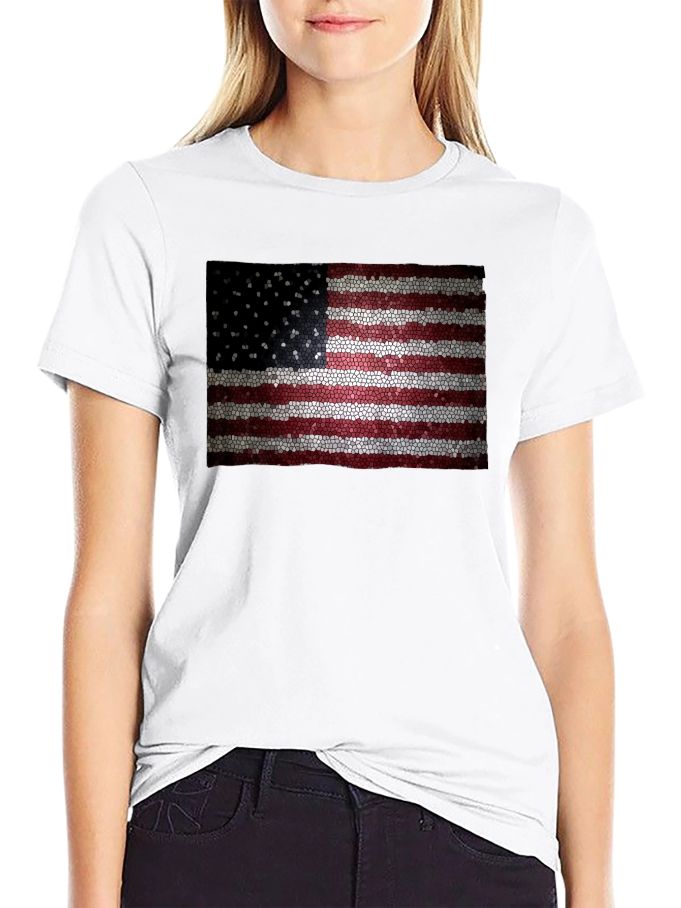 American Flag Mosaic Graphic T-Shirt