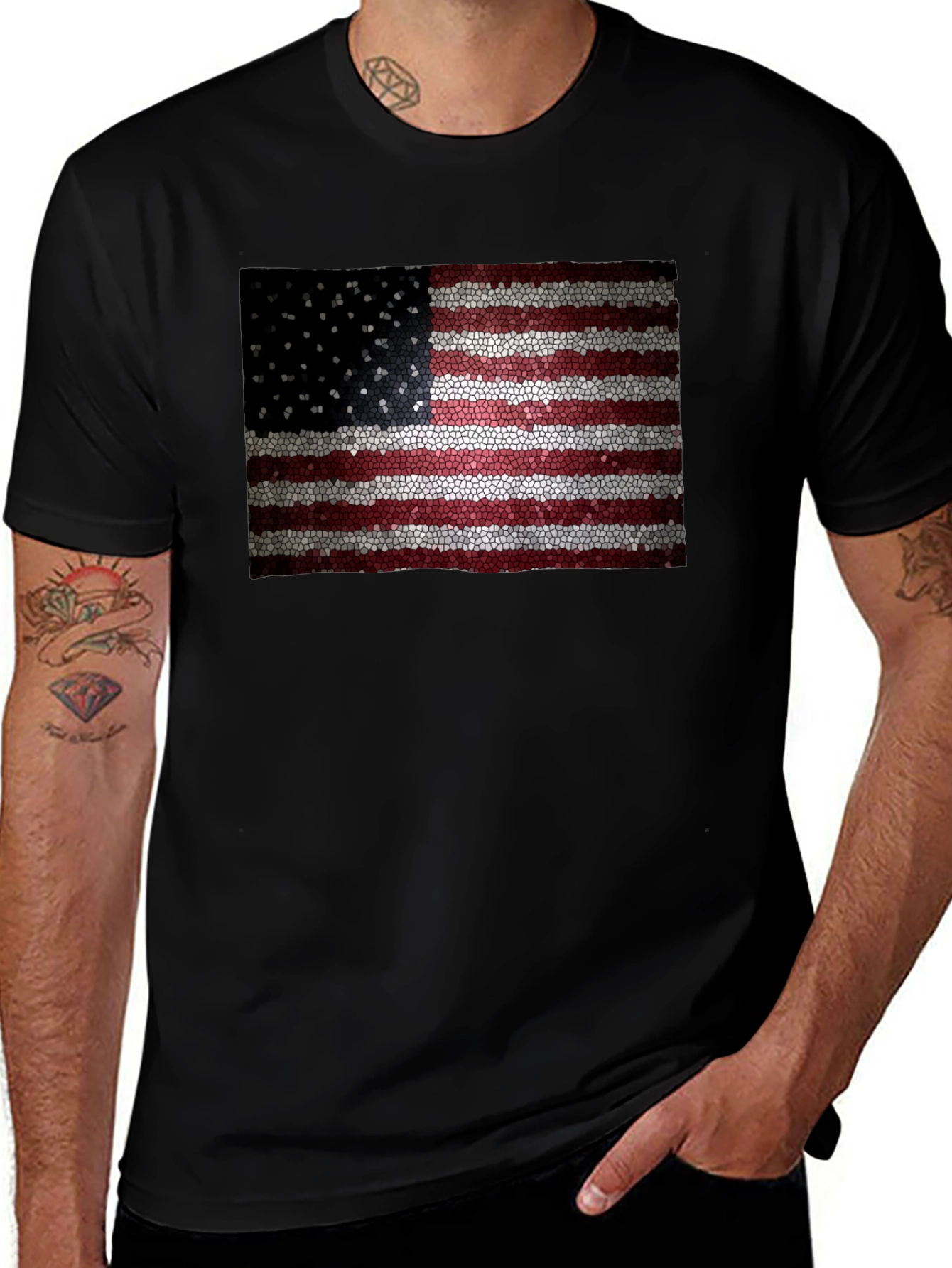 American Flag Mosaic Graphic T-Shirt