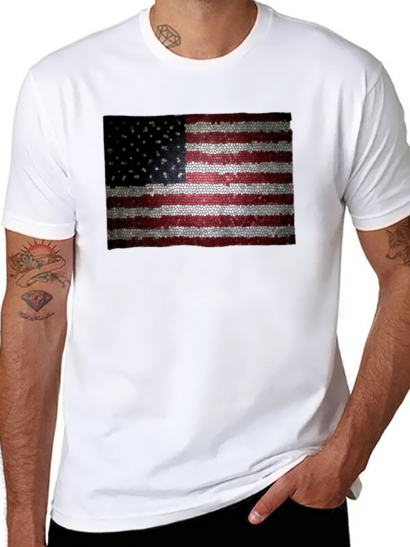 American Flag Mosaic Graphic T-Shirt