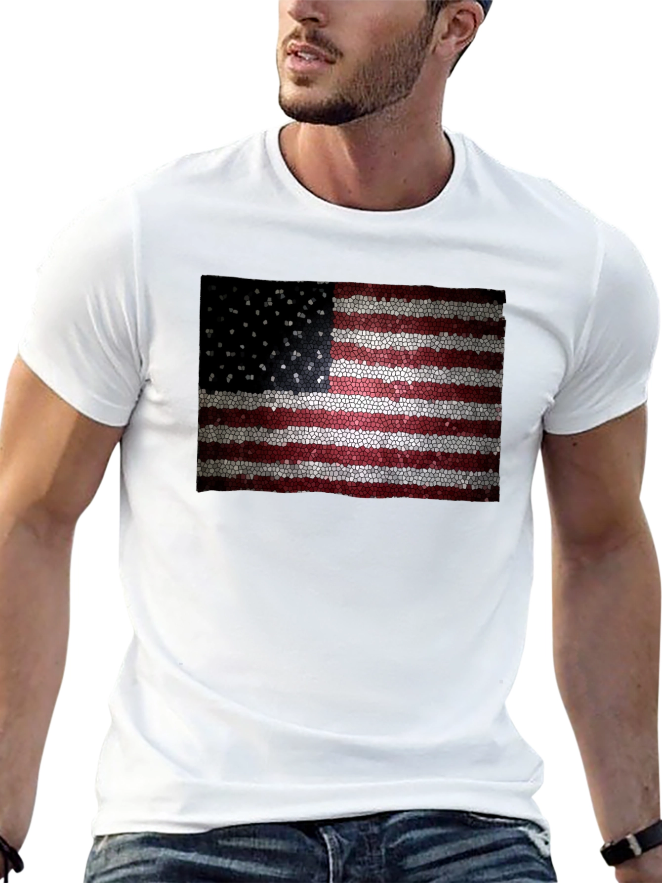 American Flag Mosaic Graphic T-Shirt