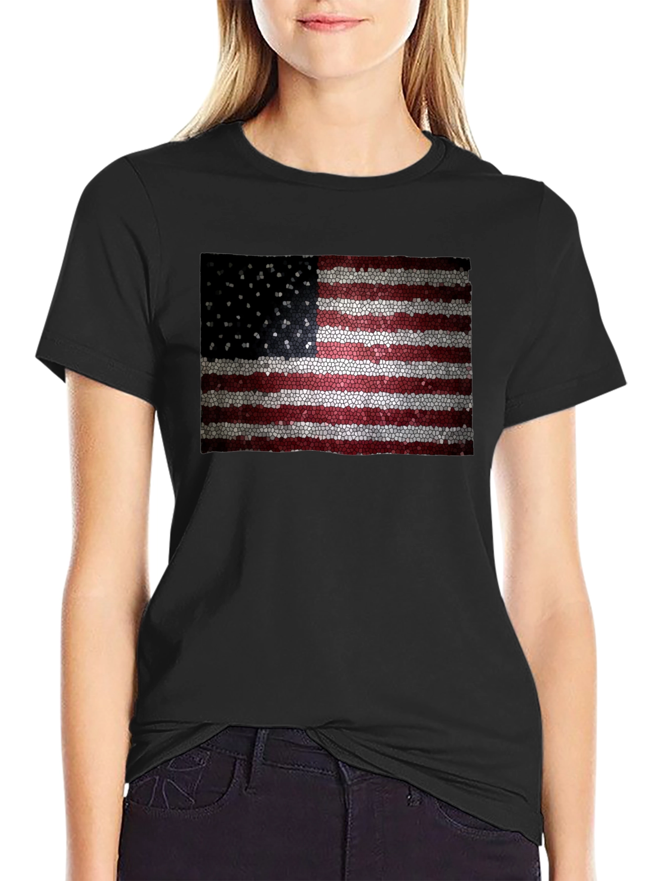American Flag Mosaic Graphic T-Shirt