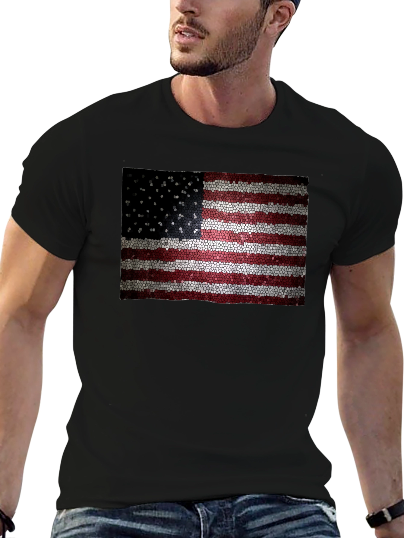 American Flag Mosaic Graphic T-Shirt