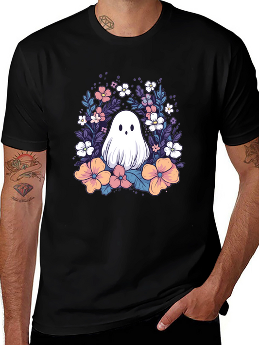Floral Ghost Graphic Tee - Cute Halloween Shirt